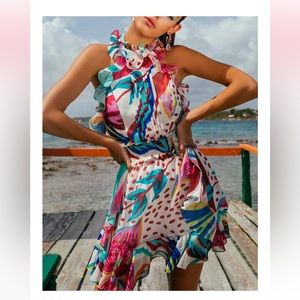 PatBo Flora Halter Neck Mini Dress